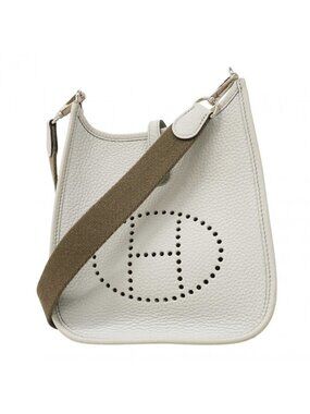 Hermes Shoulder Bag Evelyne TPM Taurillon Clemence Blue Pale Silver